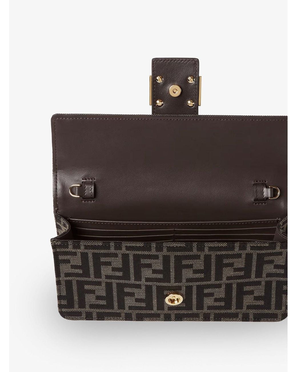 Fendi White Wallet On Chain Tube Ff Zucca Fabric Crossbody Bag