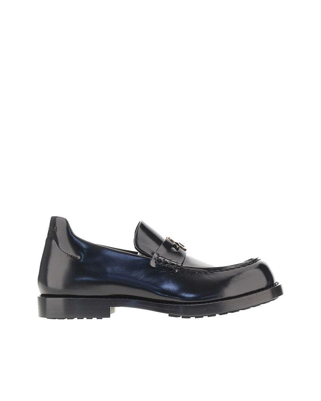 Balenciaga Blue Spazzolato Leather 'Comfy' Loafers