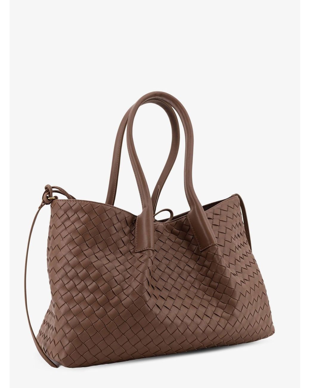 Bottega Veneta Brown Pinacoteca Leather Handbag With Intrecciato Motif
