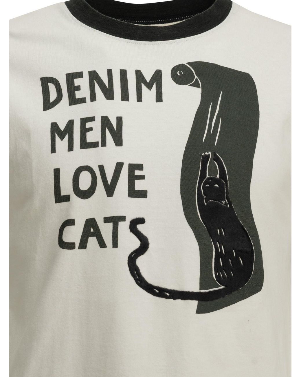 Kapital White Ring Denim Love Cats T-Shirt for men