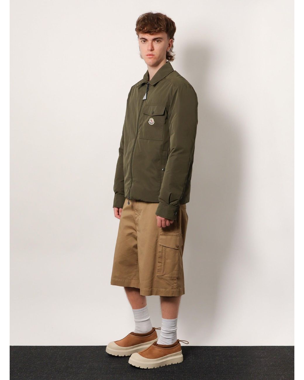Moncler Natural Cargo Cotton Shorts for men