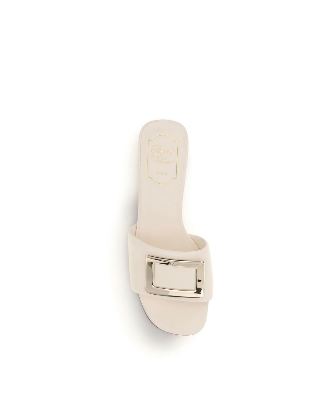 Roger Vivier White Leather Slide Sandals
