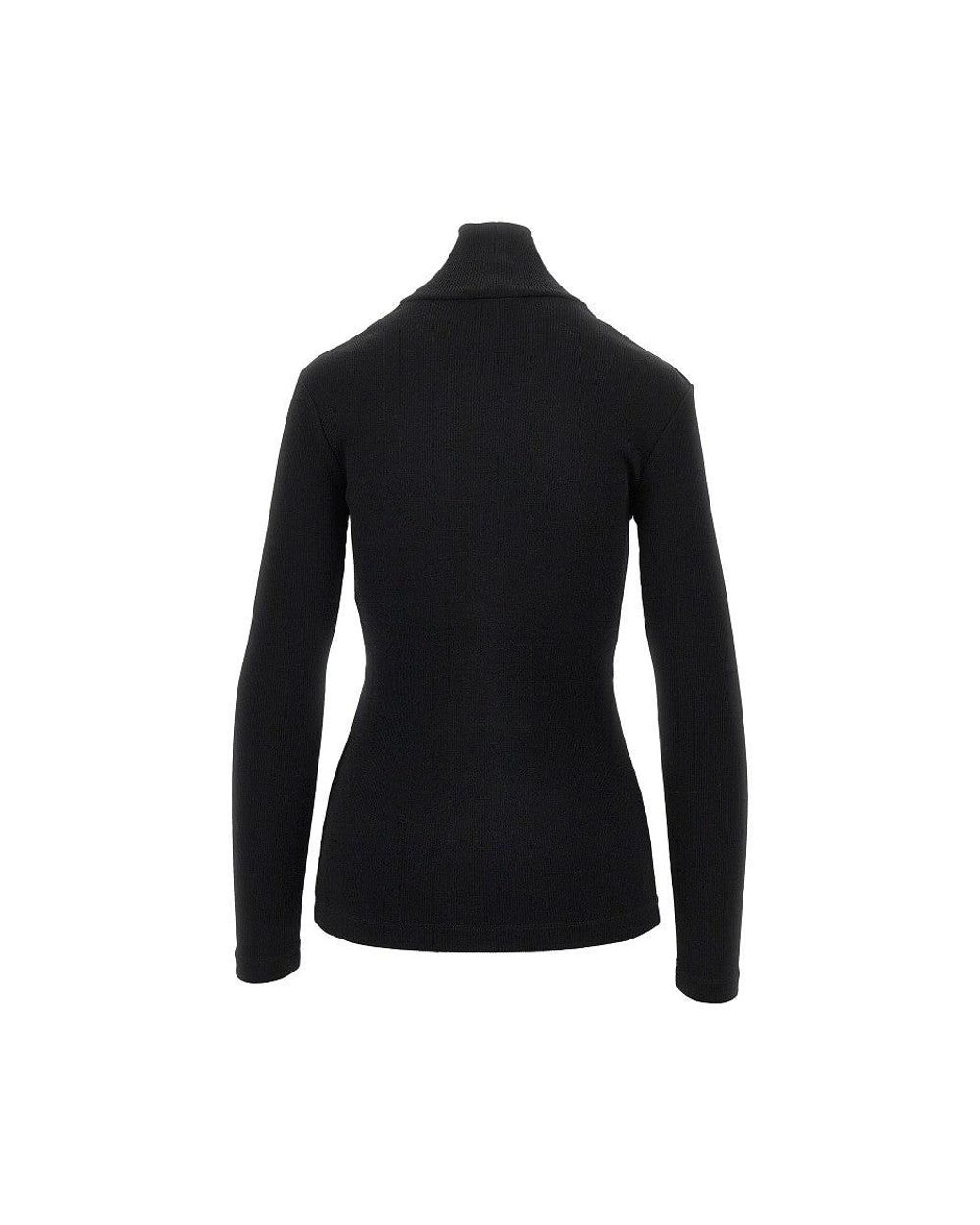 Max Mara Black Wool Jersey Turtleneck Top