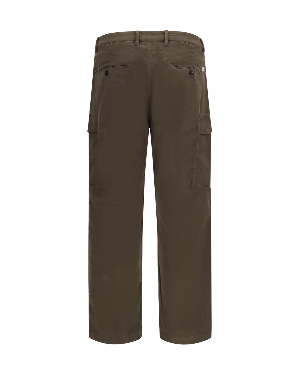 C P Company Green Stretch Cotton Satin Cargo Pants Ivy for men