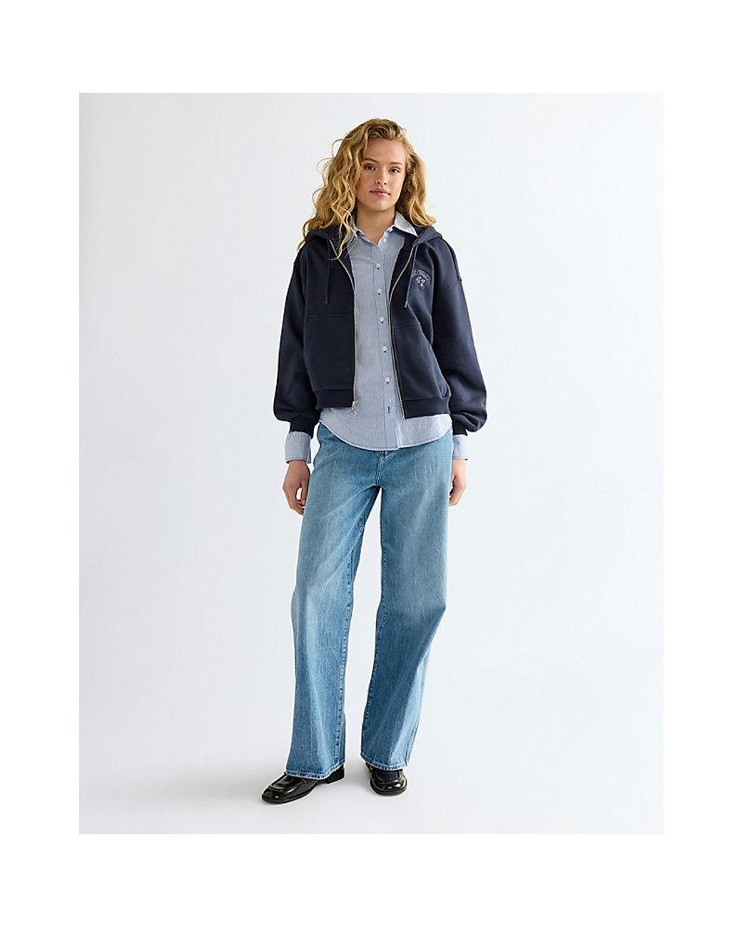 Wrangler Blue Oversized Zip Up Hoodie