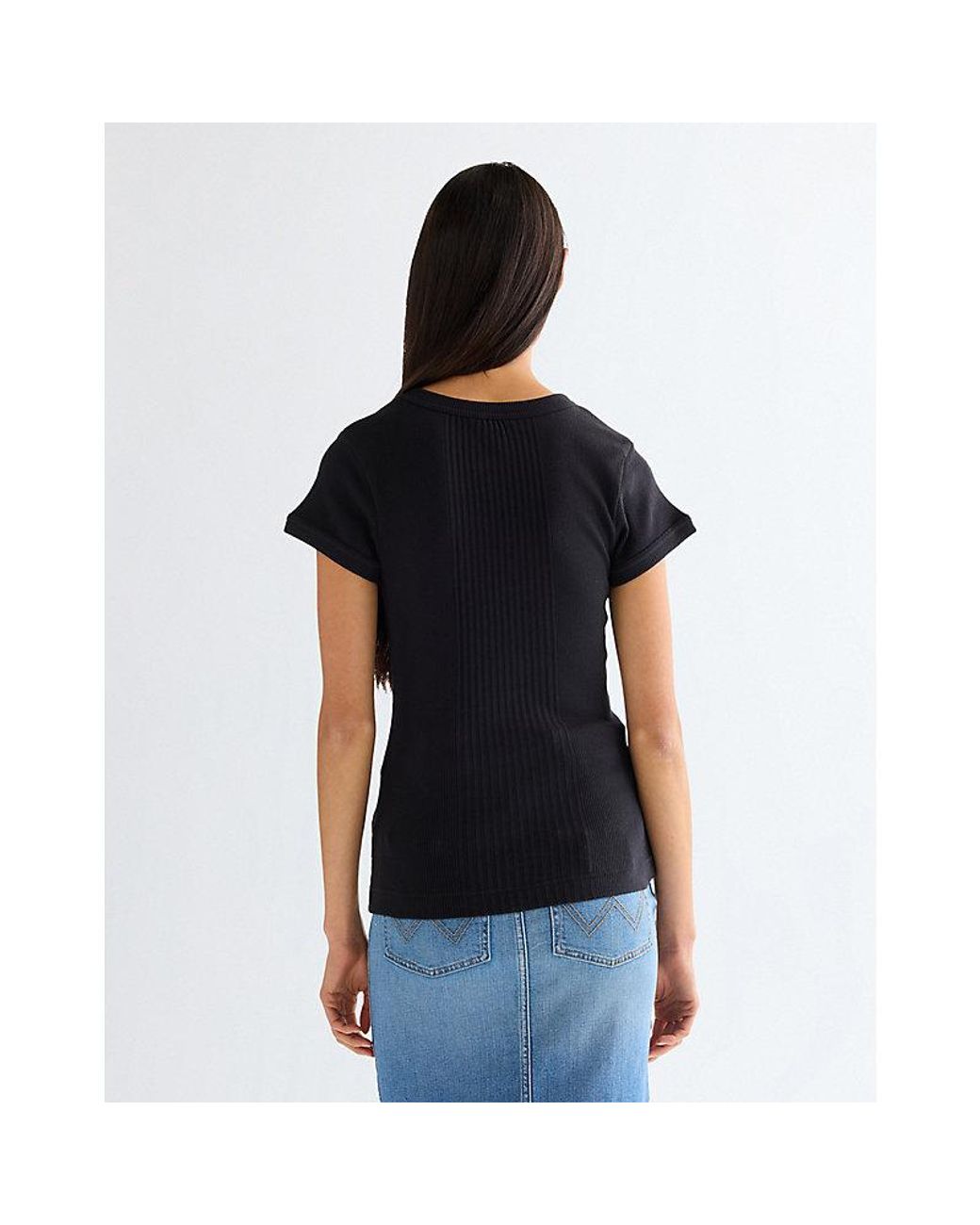 Wrangler Black Slim Rib Capped T-Shirt