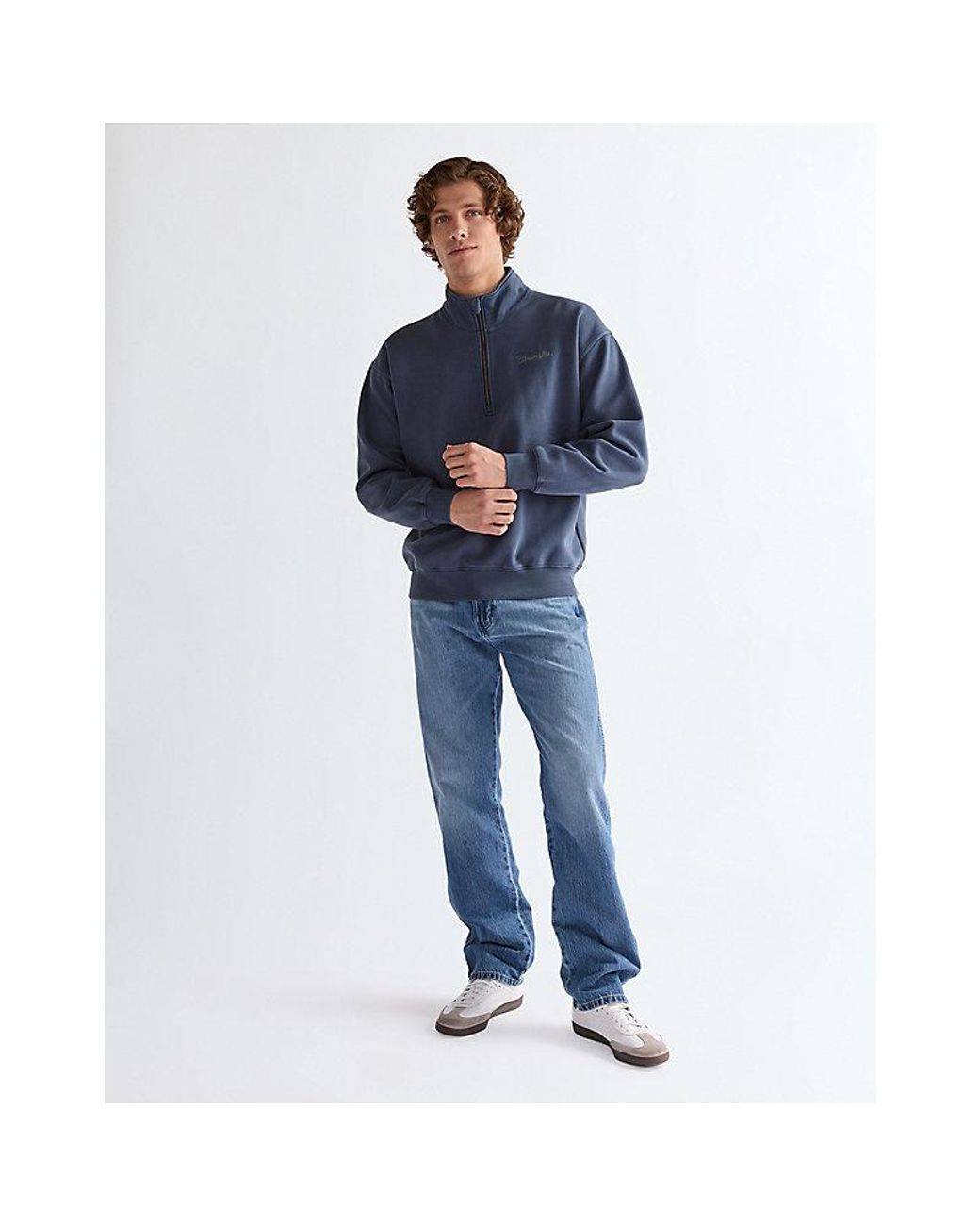 Wrangler Blue Half Zip Sweatshirt for men