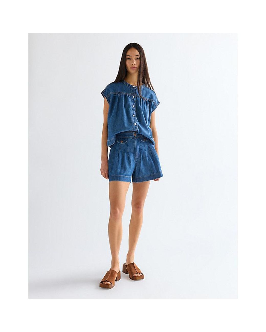 Wrangler Blue Relaxed Lightweight Drop Shoulder Shirt