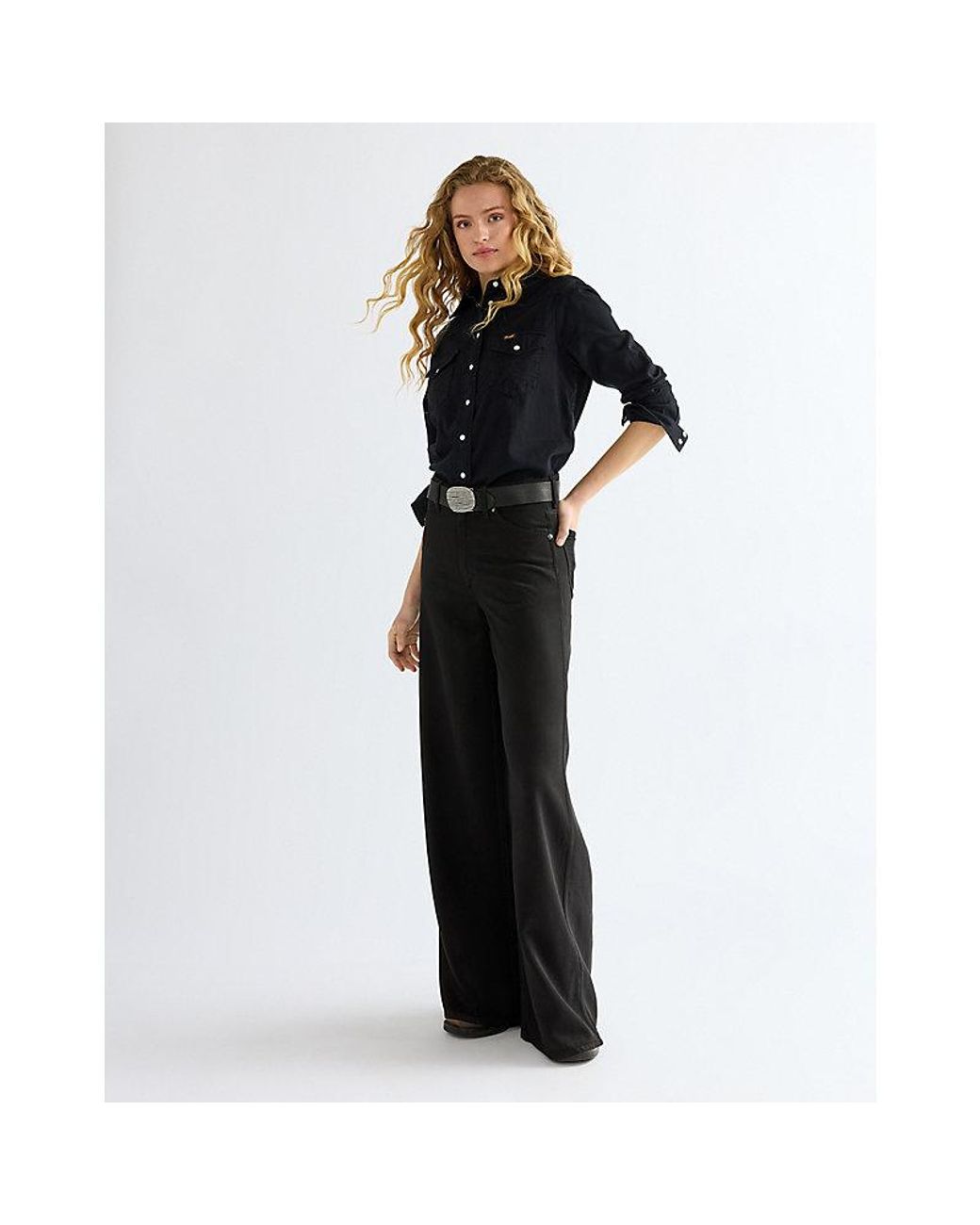 Wrangler Black Oval Leather Belt