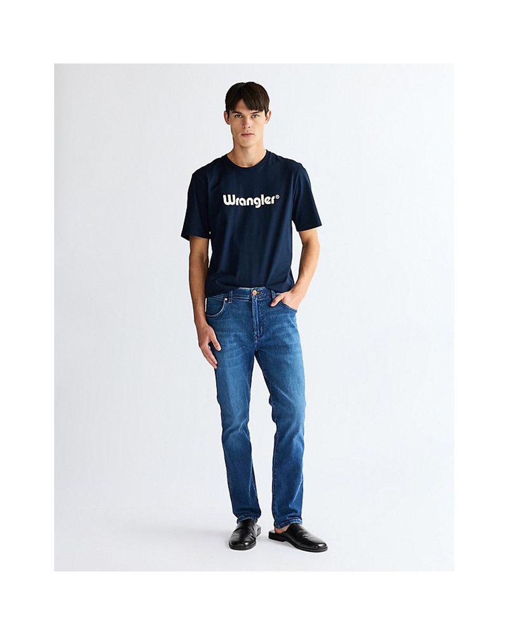 Wrangler Blue Regular Frame Logo Tee for men