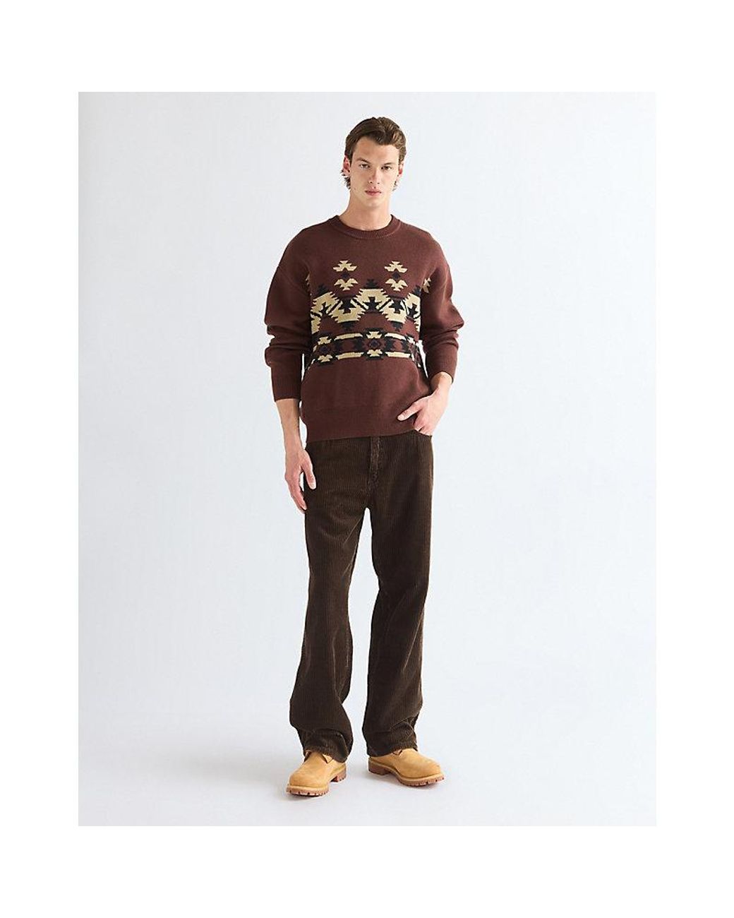 Wrangler Brown Relaxed Pullover Sweater for men