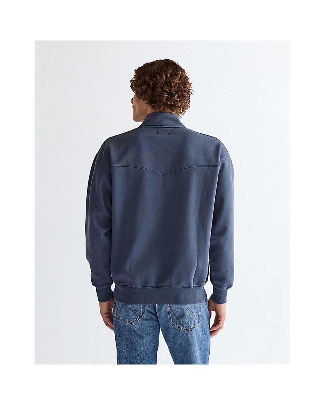 Wrangler Blue Half Zip Sweatshirt for men