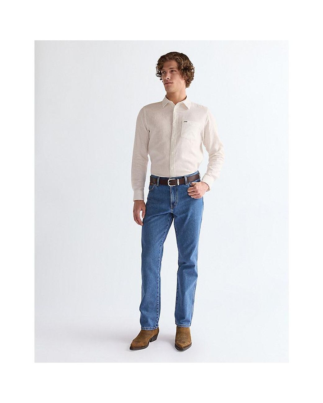 Wrangler Blue Easy Leather Belt for men
