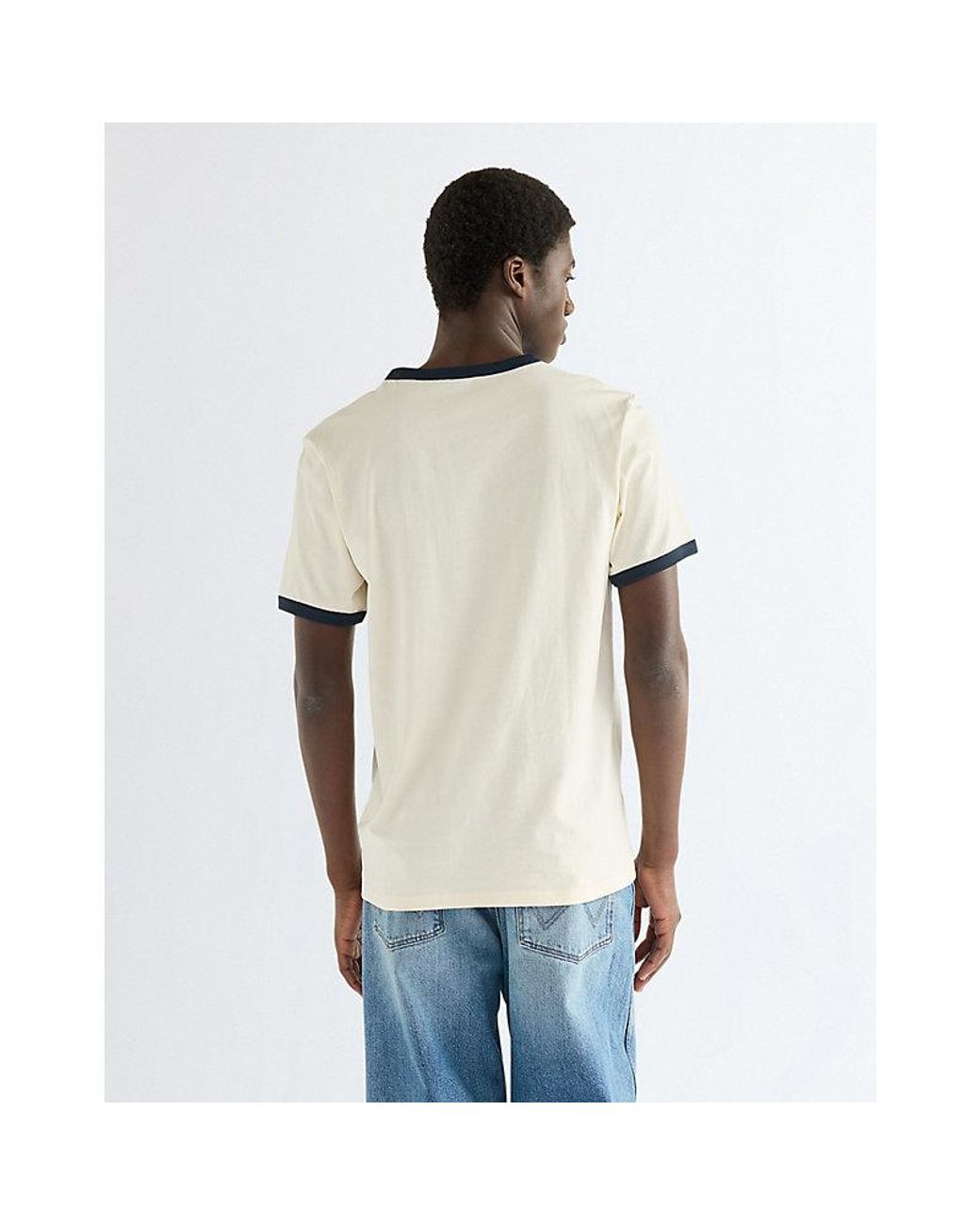 Wrangler White Regular Ringer Tee for men