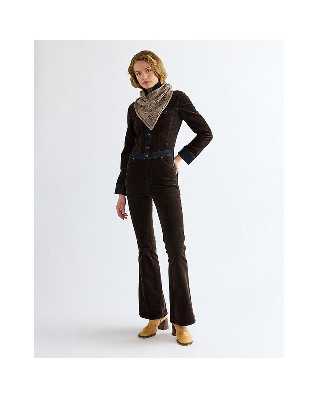 Wrangler Brown Wool Bandana Scarf