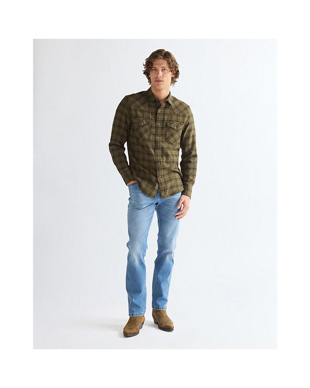 Wrangler Green Regular Western Shirt for men
