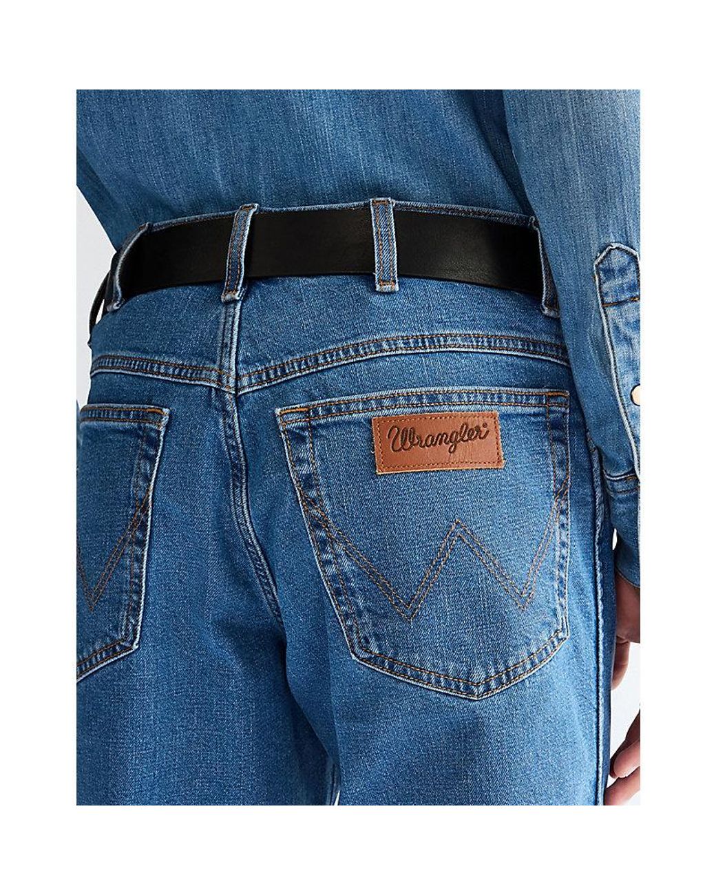 Wrangler Blue Big Buckle Leather Belt for men