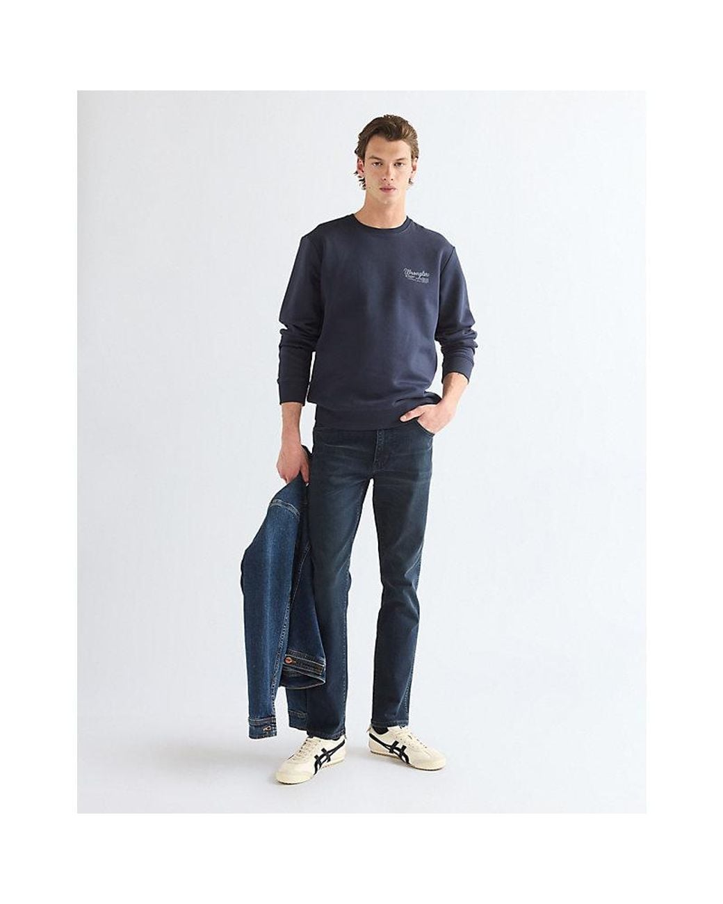 Wrangler Blue Regular Graphic Crew Sweatshirt for men