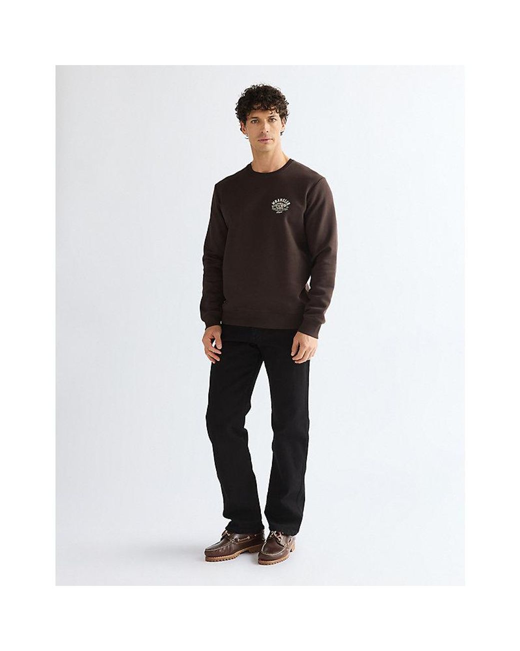 Wrangler Brown Regular Small Graphic Crew Sweatshirt for men