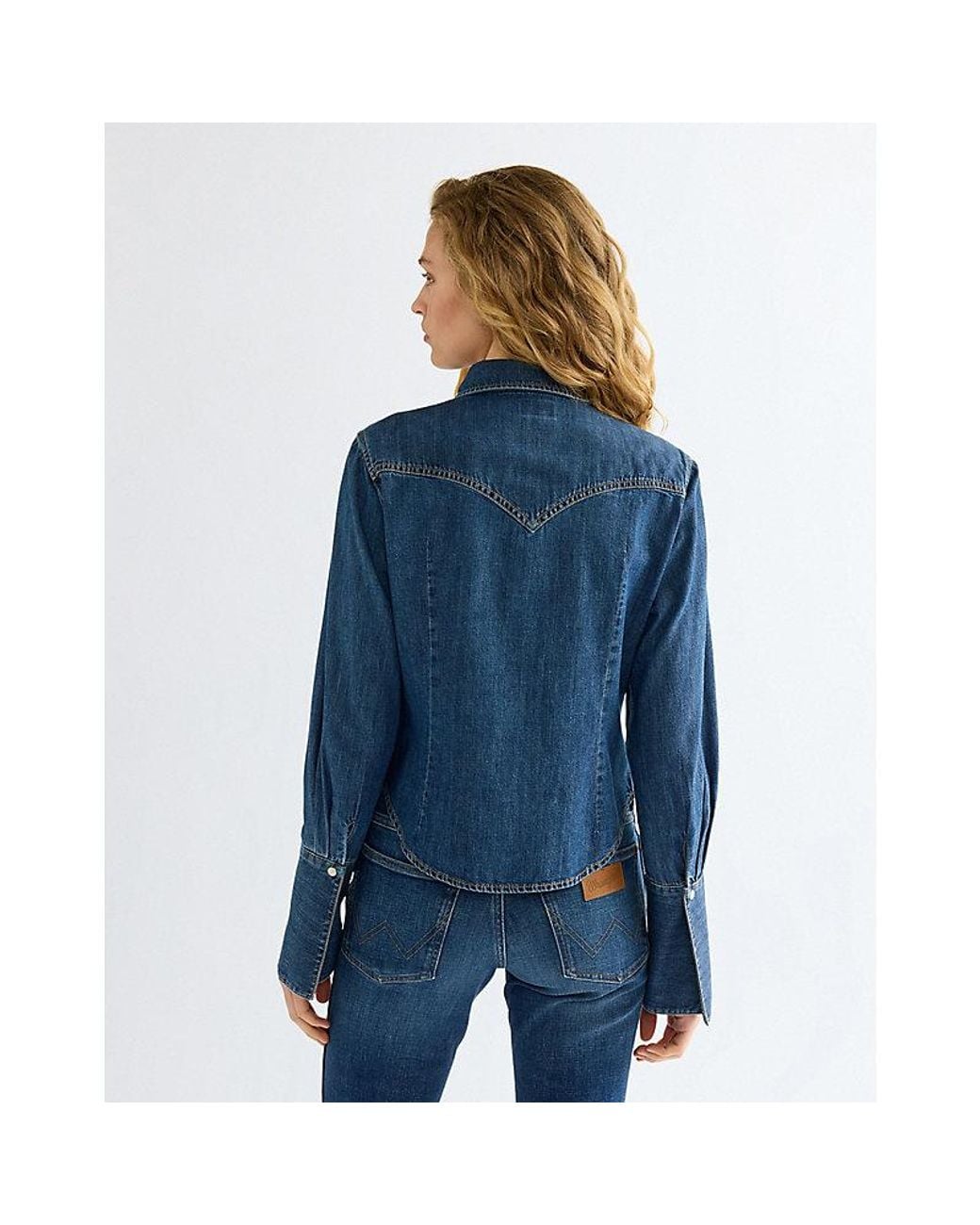 Wrangler Blue Slim Bell Western Shirt