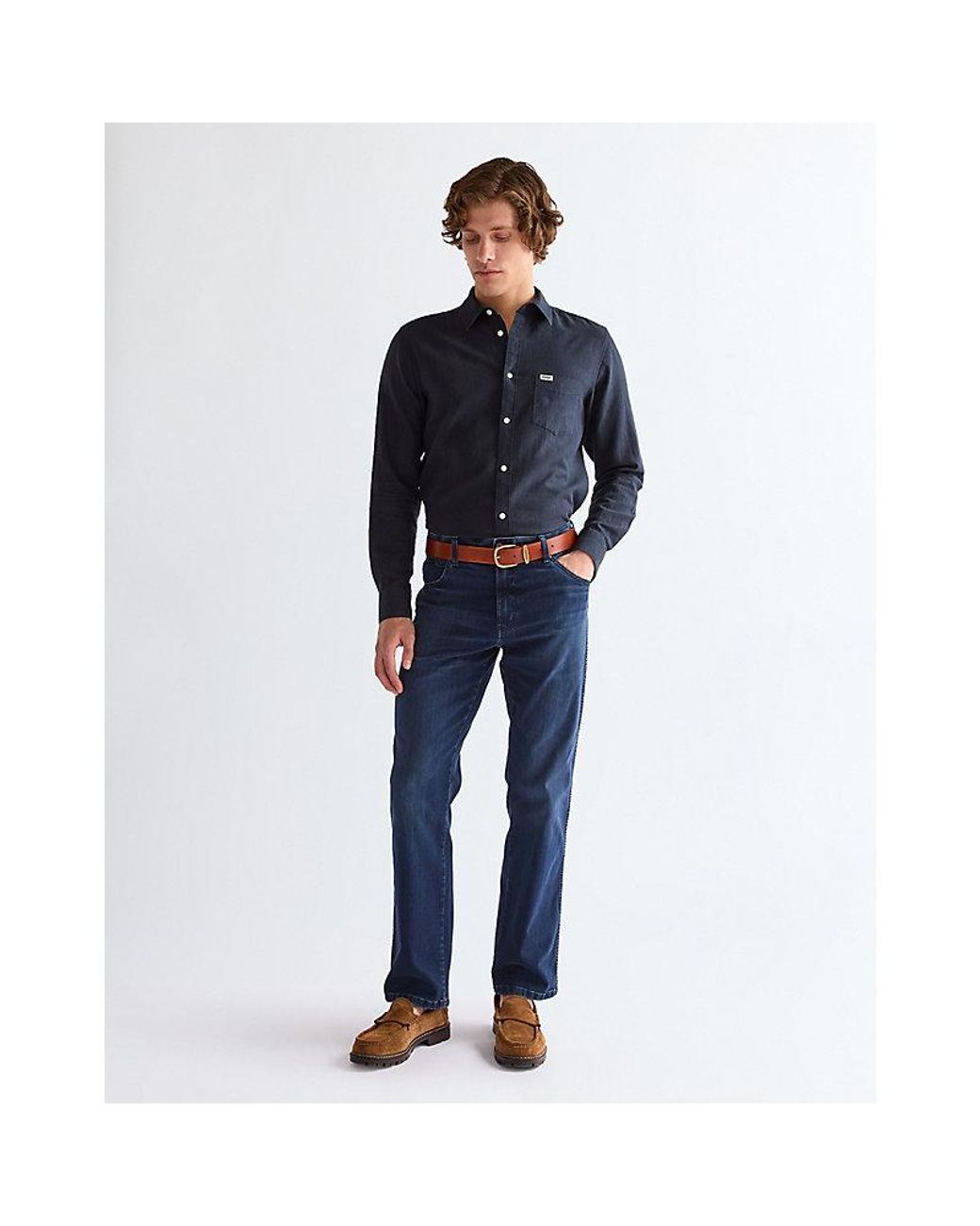 Wrangler Blue Easy Leather Belt for men
