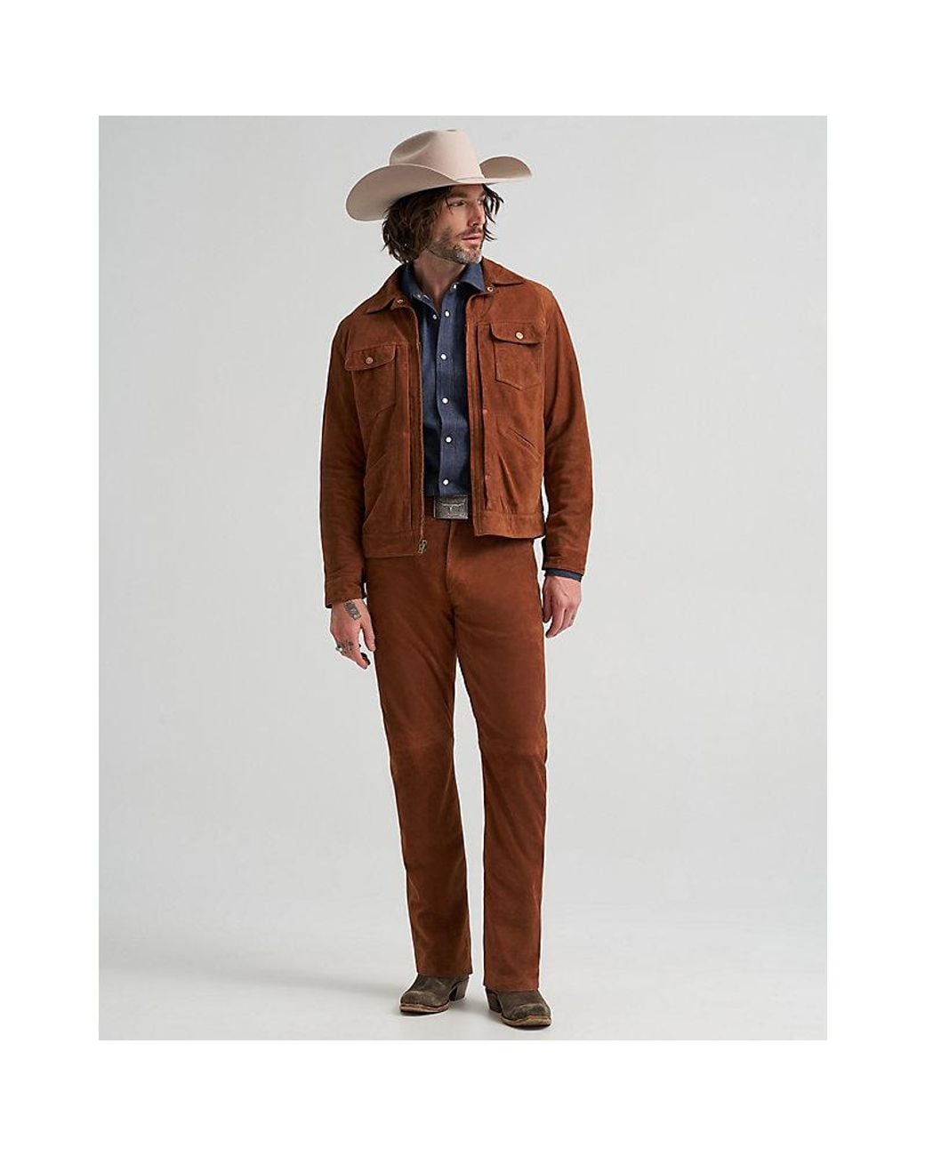 Wrangler Brown Bell Regular Suede 11Mjz Jacket for men