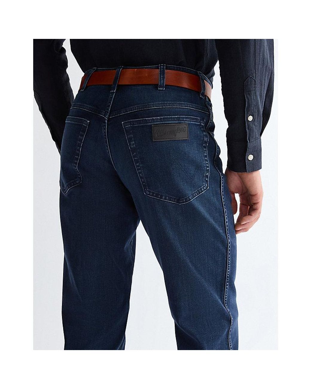 Wrangler Blue Easy Leather Belt for men
