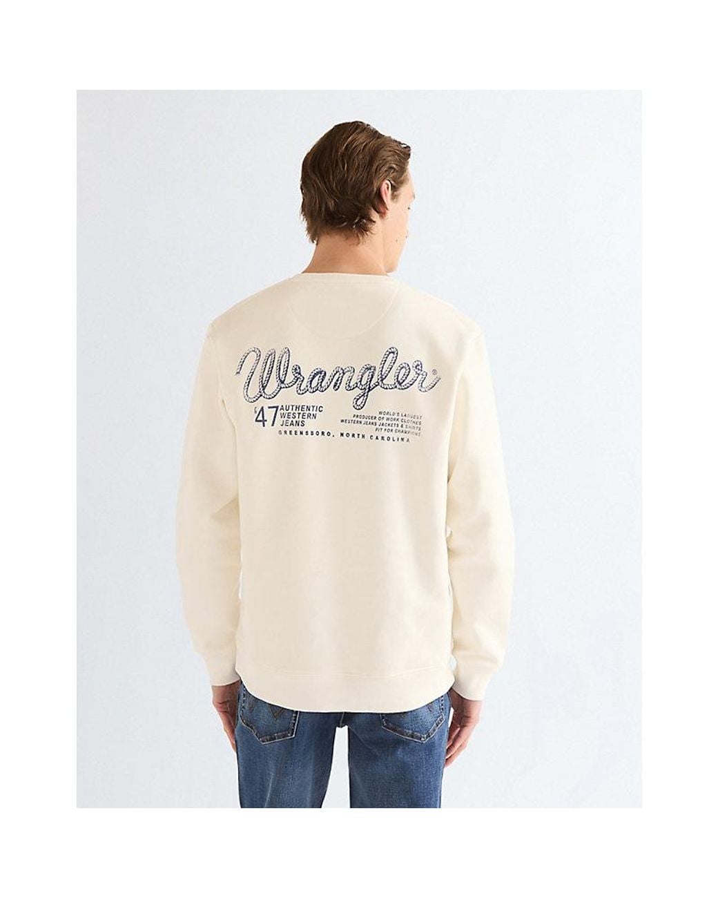 Wrangler White Regular Graphic Crew Sweatshirt for men