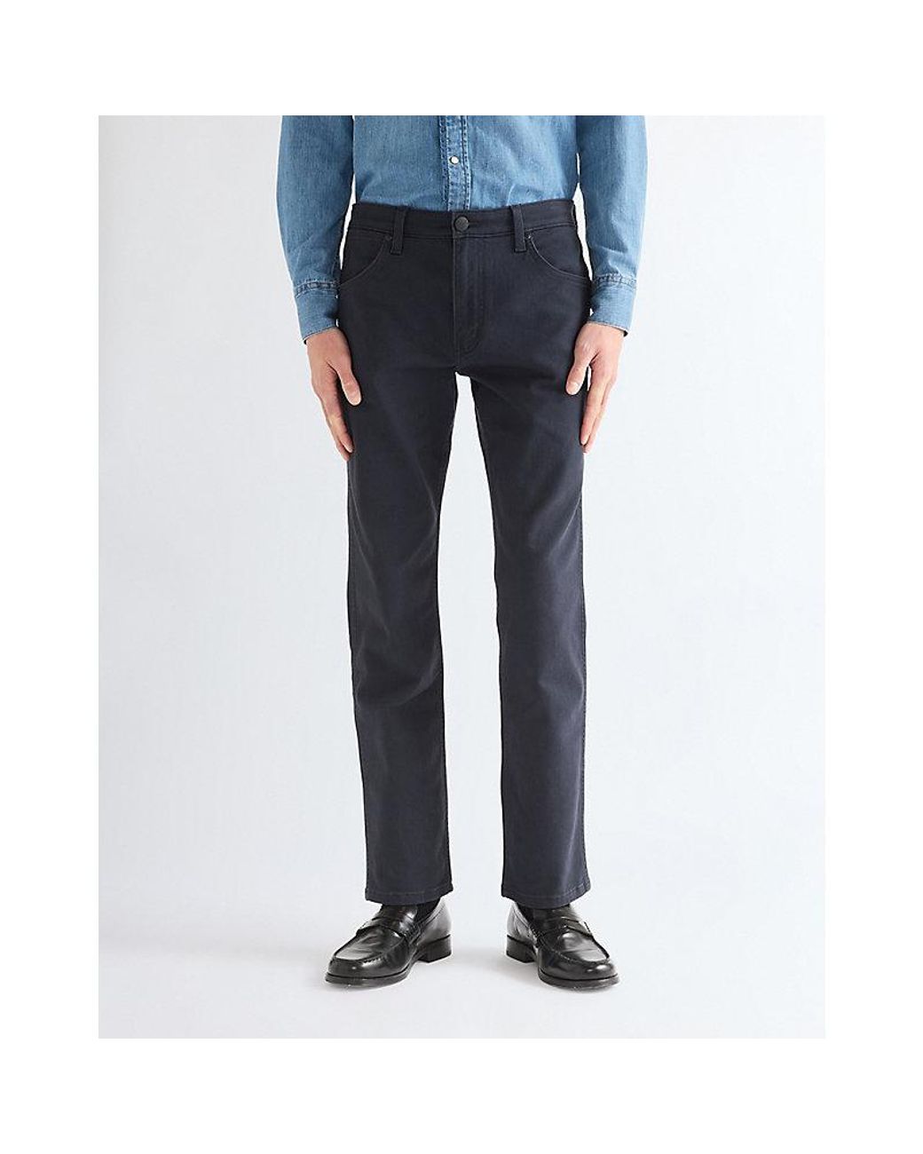Wrangler Blue Greensboro Straight Trousers Size 30 X30 for men