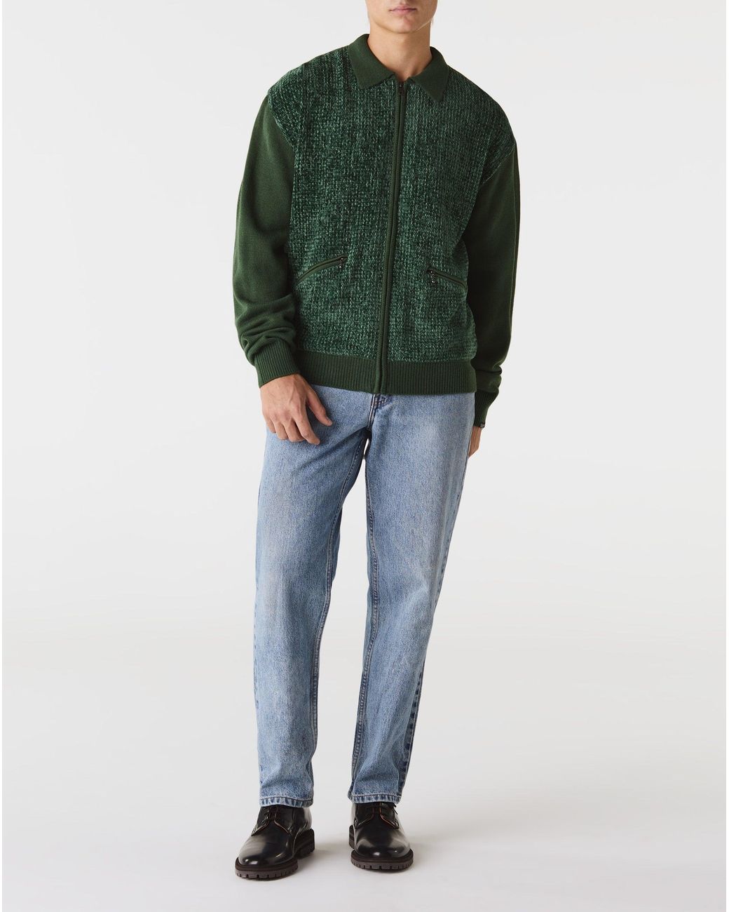 thisisneverthat Velvet Knit Zip Polo in Green for Men | Lyst