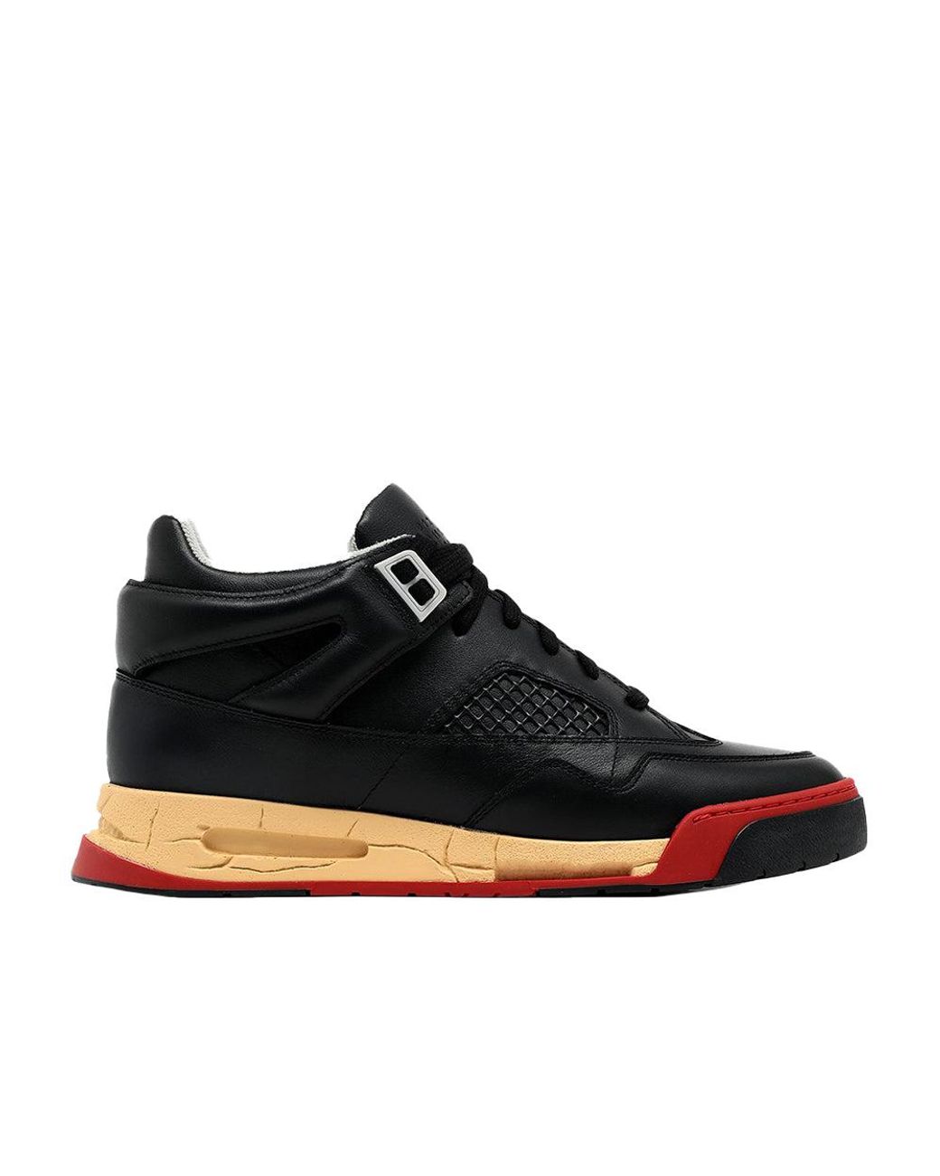 Maison Margiela Deadstock Basket Low Top Leather Sneaker Black Red 