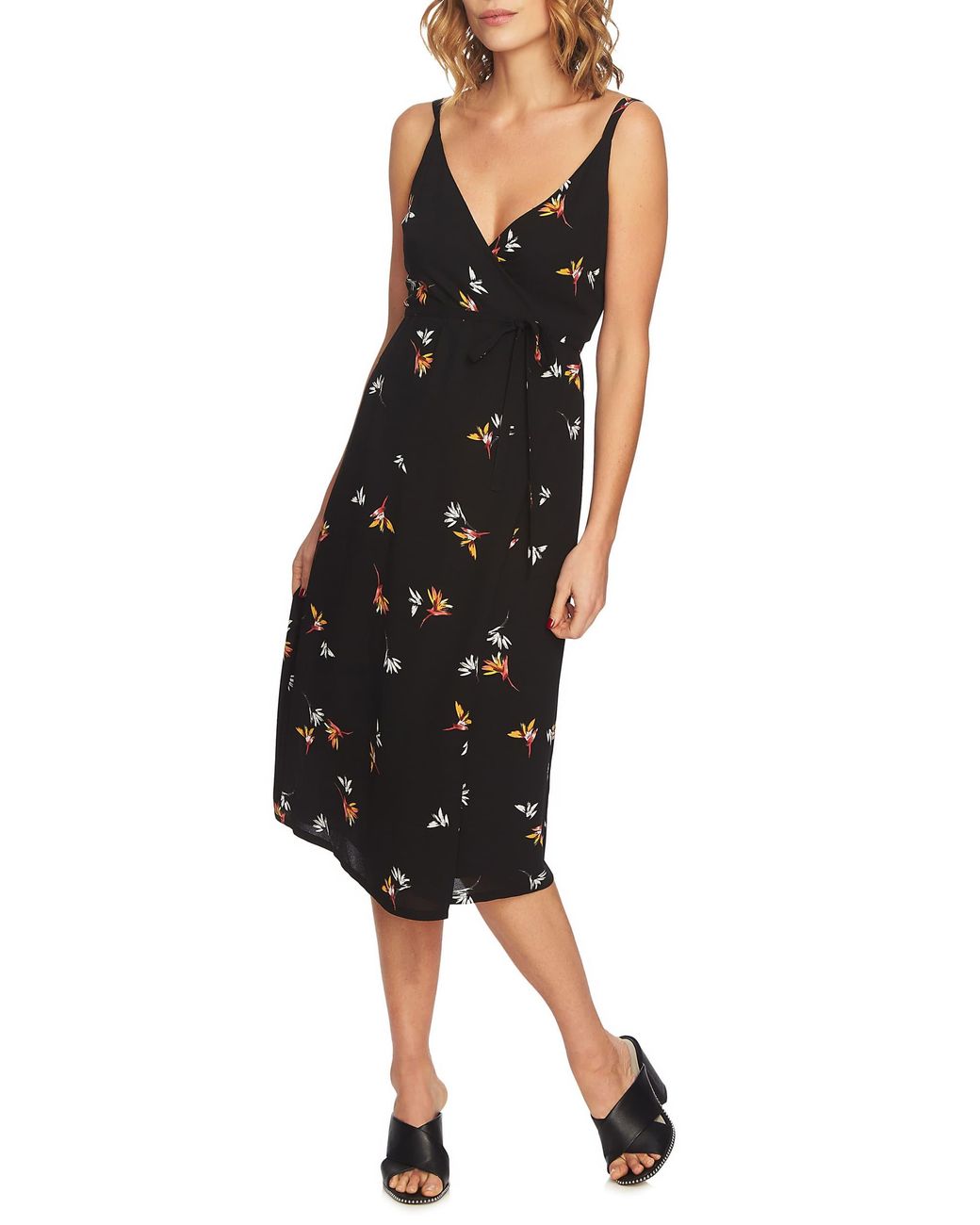 1.STATE Synthetic Jungle Boogie Spaghetti Strap Pattern Wrap Dress in Black  | Lyst