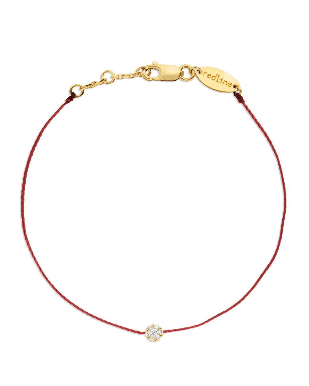 Redline: Yellow Gold Pure Diamond Red Cord Bracelet