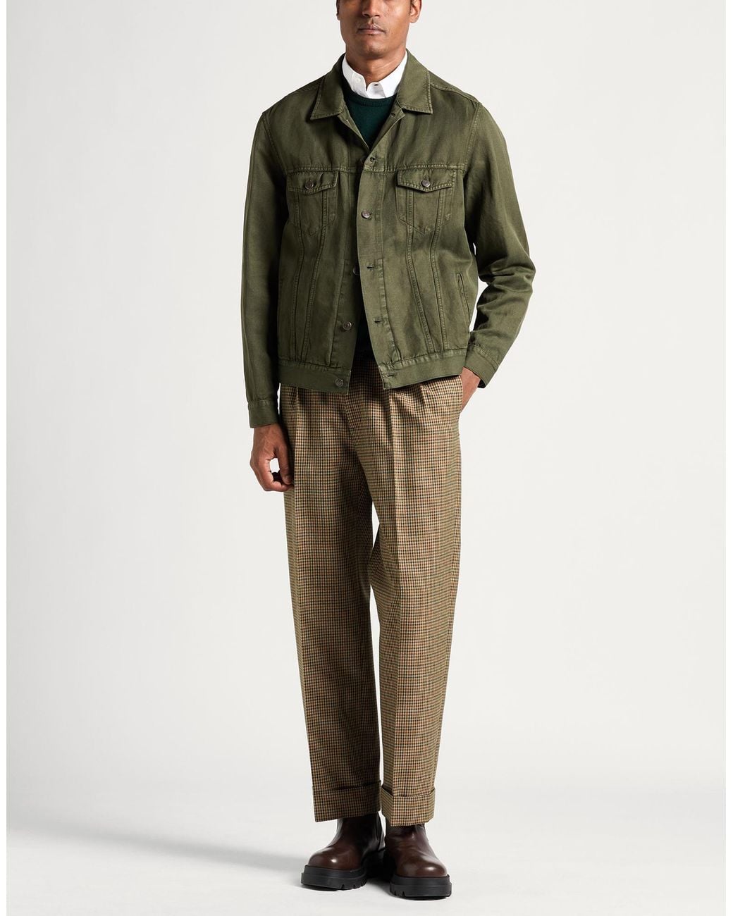Boglioli Green Military Jacket Cotton, Linen for men