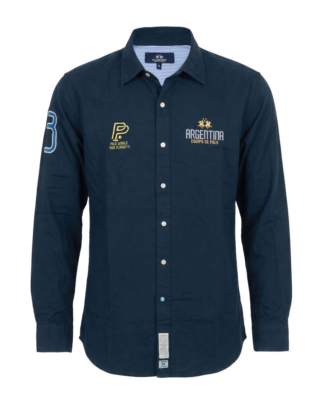 La Martina Blue Midnight Shirt Cotton for men