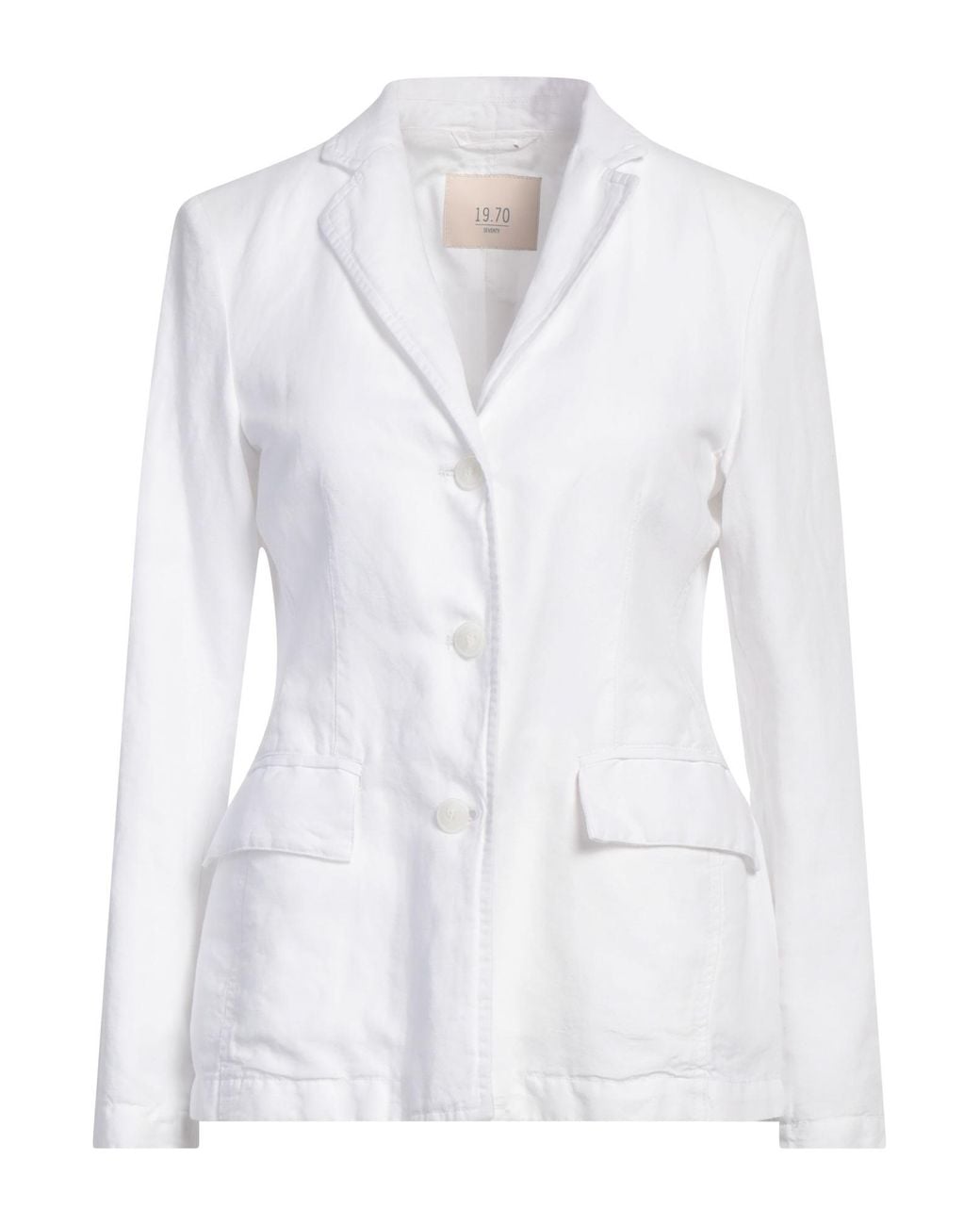 19.70 Nineteen Seventy White Blazer Cotton, Linen, Viscose