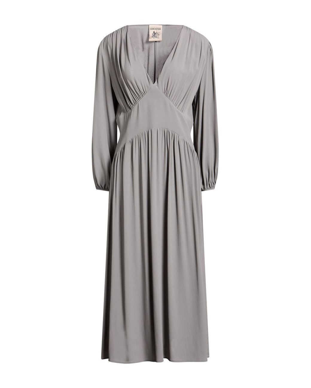 Semicouture Gray Midi Dress Acetate, Silk