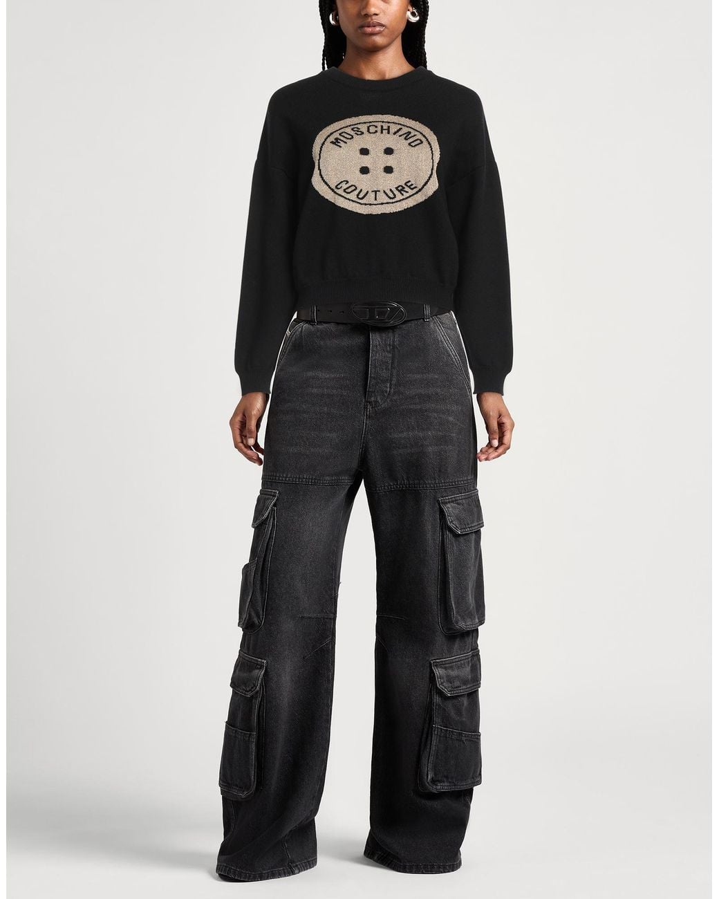Moschino Black Couture Sweater Virgin Wool