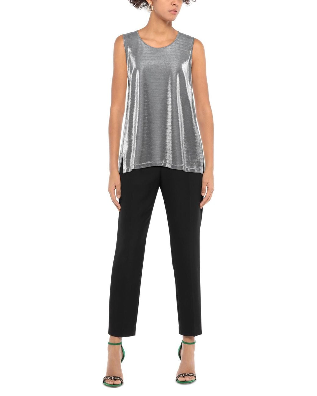 D.exterior Gray Top Cotton, Polyester