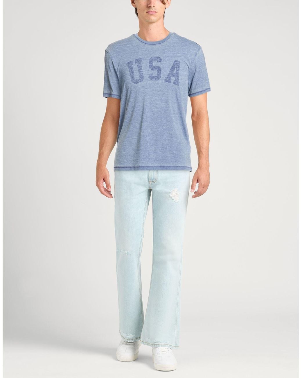 Guess Blue T-Shirt Polyester, Cotton for men