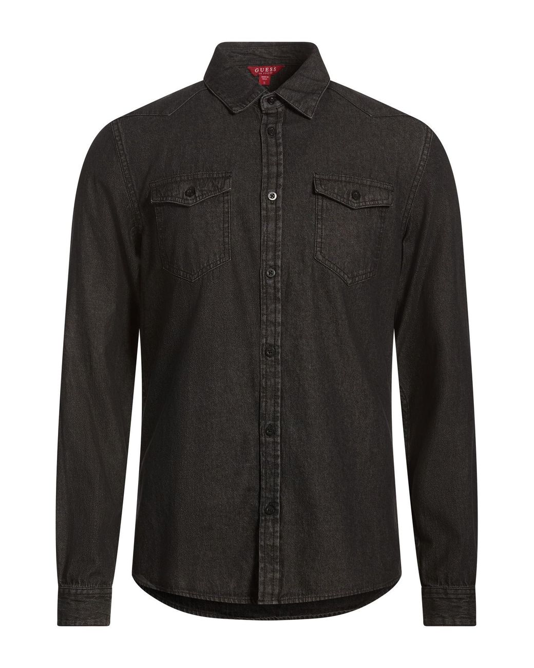 Guess Black Charcoal Denim Shirt Cotton for men