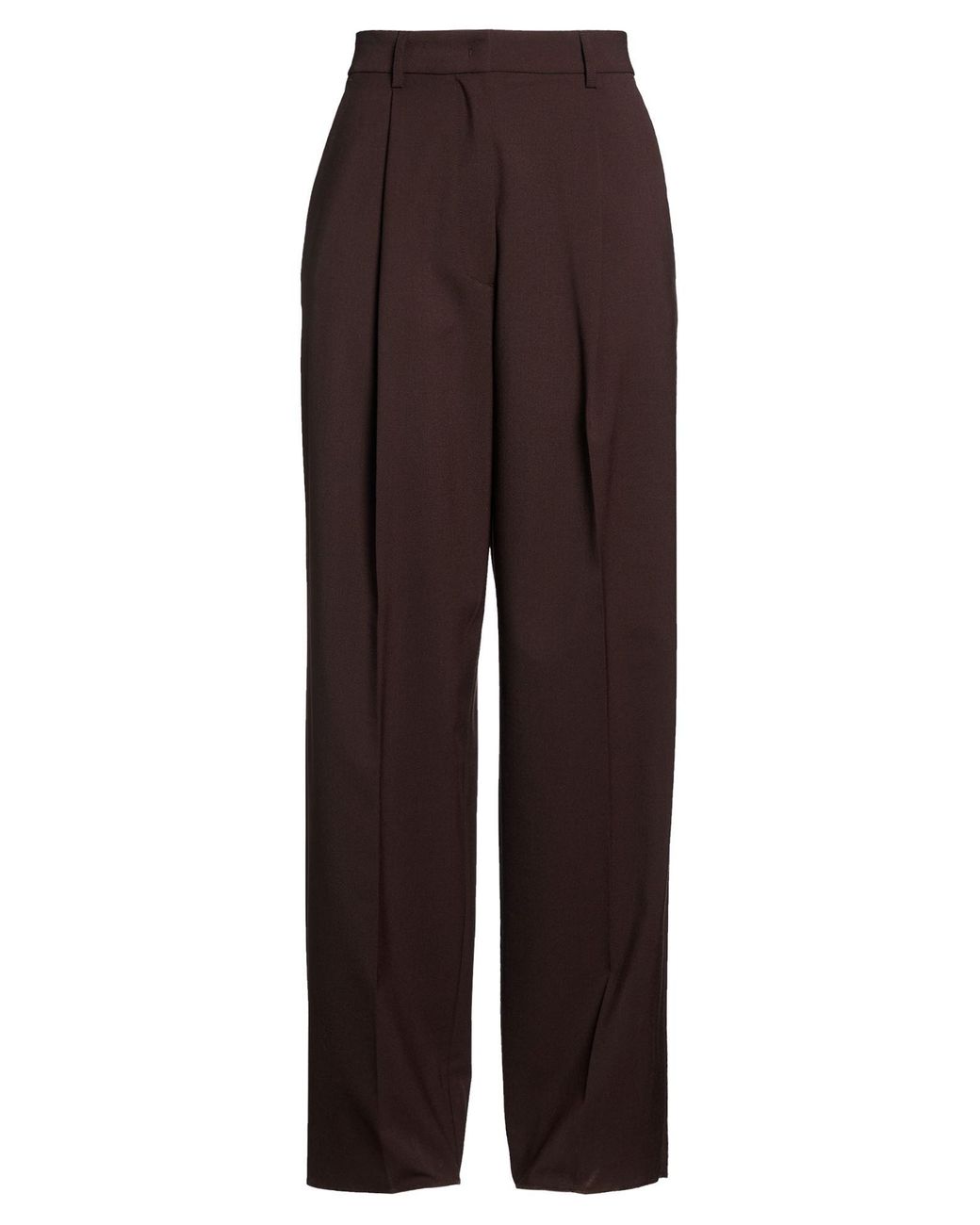 THE LATEST Brown Dark Pants Polyester, Virgin Wool, Elastane
