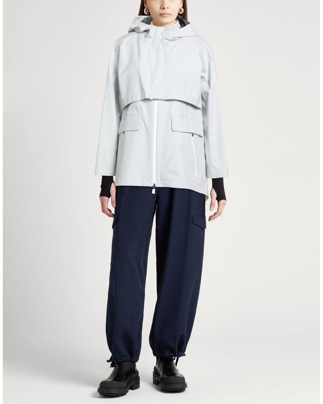 Herno White Laminar Light Overcoat & Trench Coat Polyester