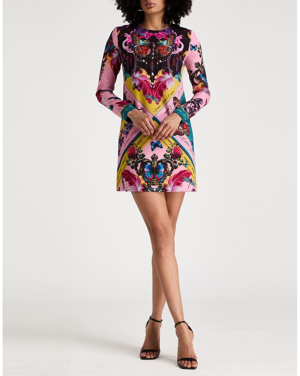 Versace Jeans Couture White Mini Dress Polyester, Elastane