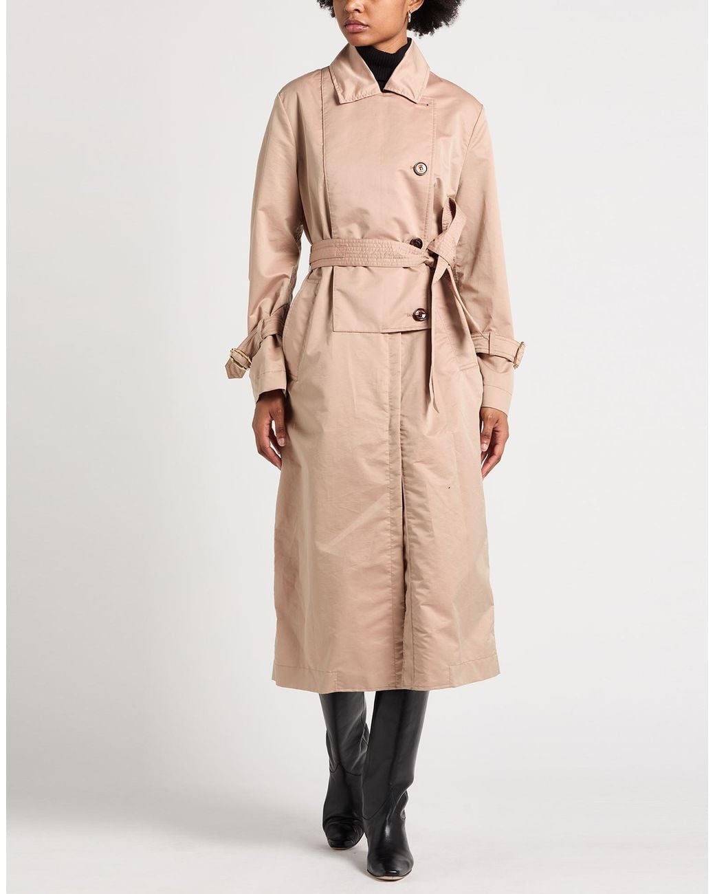 Moorer Natural Sand Overcoat & Trench Coat Cotton, Polyester