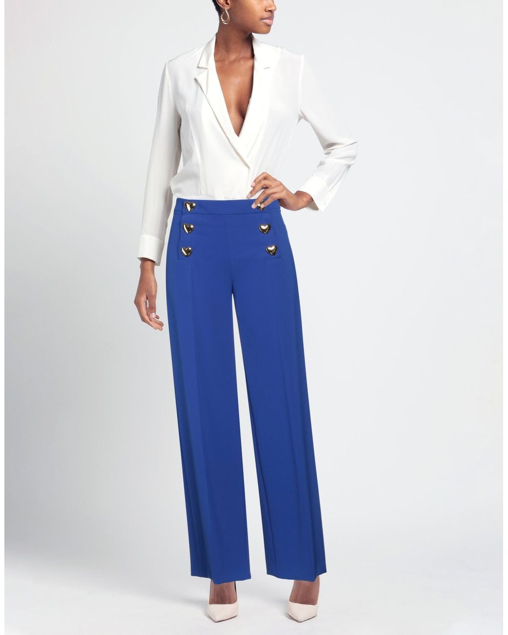 Moschino Blue Couture Pants Polyester, Elastane