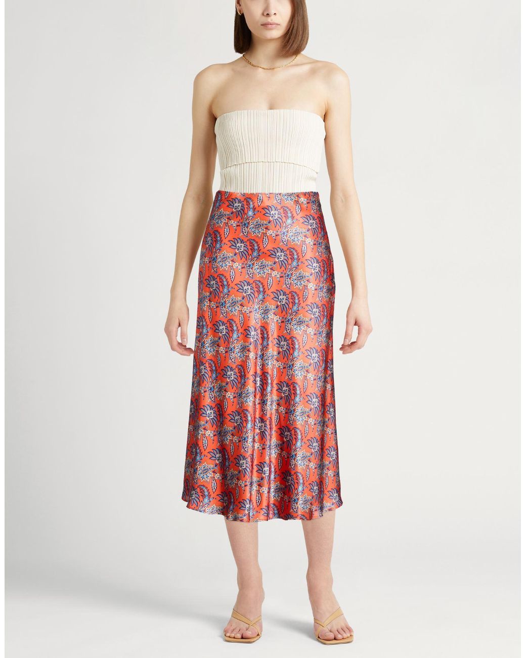 Really Wild Clothing Red Midi Skirt Silk