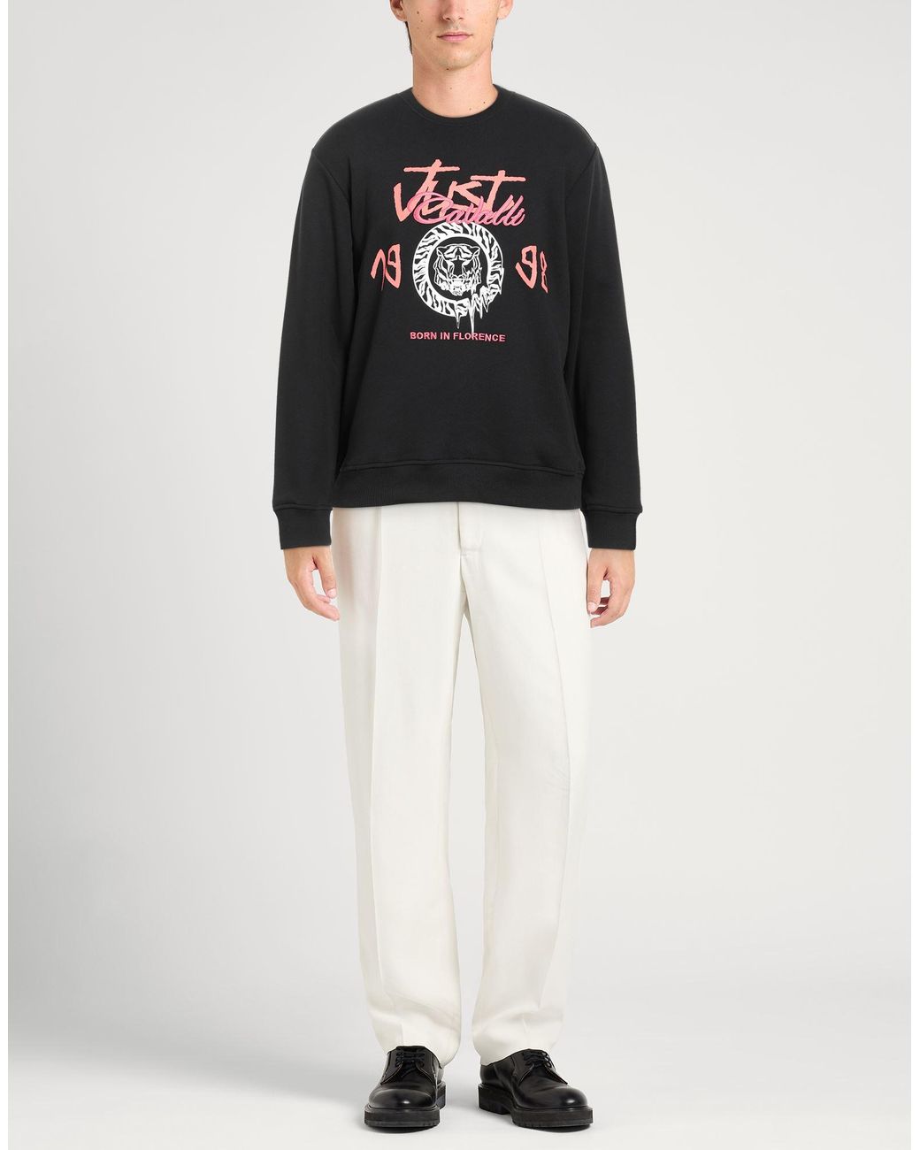 Just Cavalli Black Sweatshirt Cotton, Elastane for men