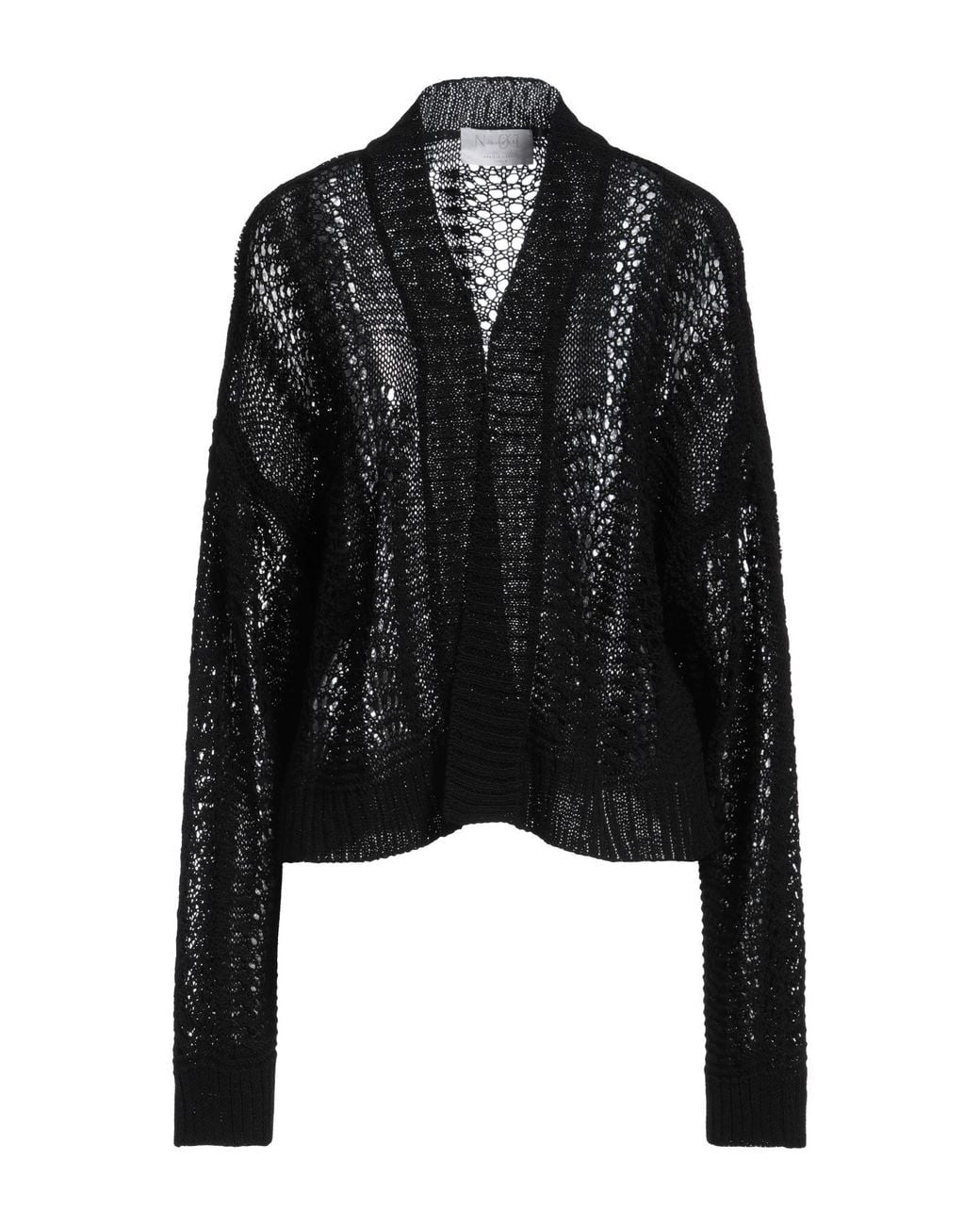 Daniele Fiesoli Black Cardigan Linen, Polyamide
