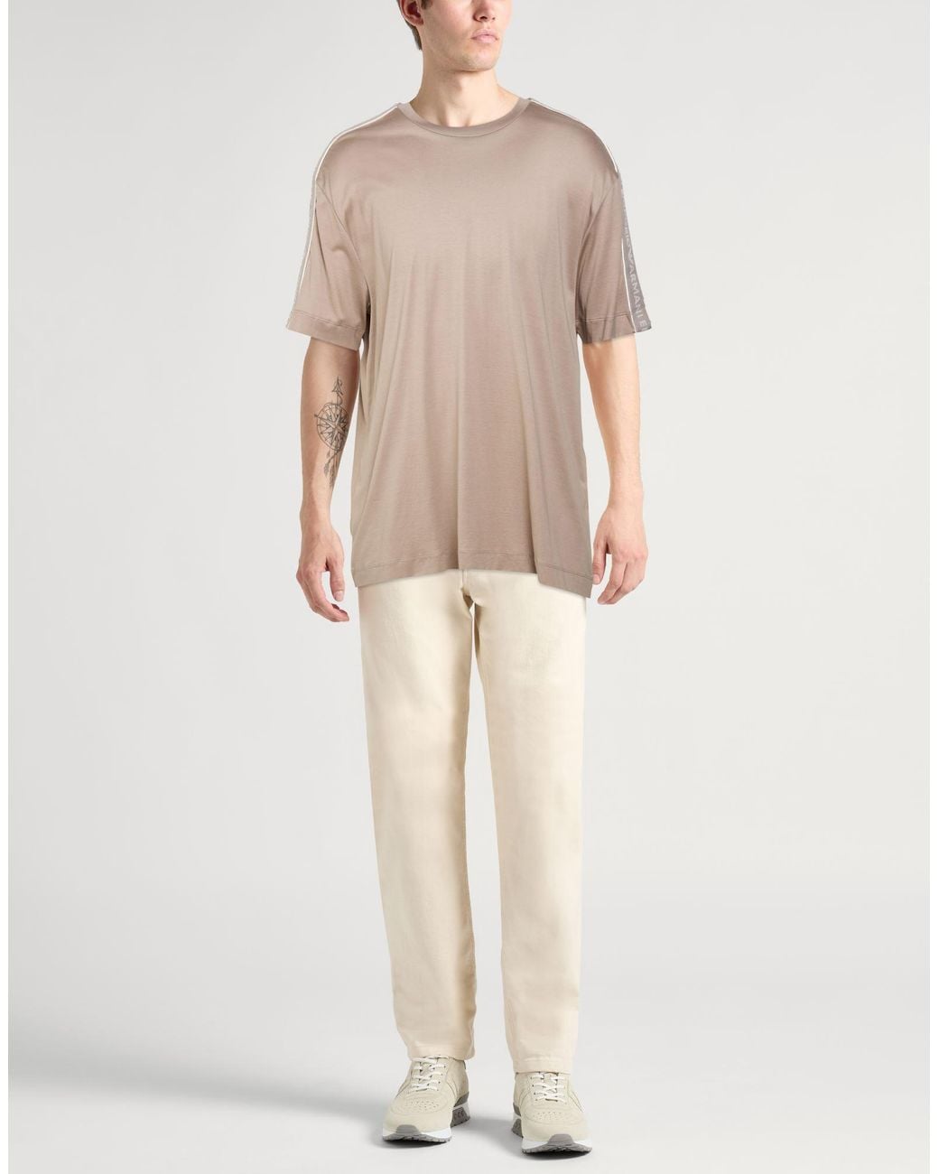Emporio Armani Natural T-Shirt Lyocell, Cotton for men